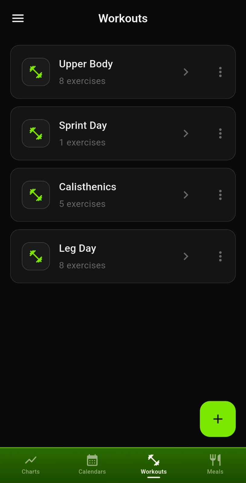 PumpReps workout logging screenshot